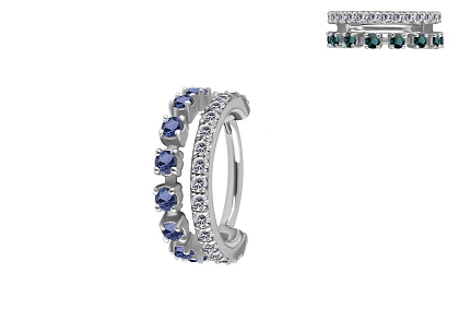 Кольцо-кликер из кобальт-хрома Корона Blue 1.2 мм (16 G)